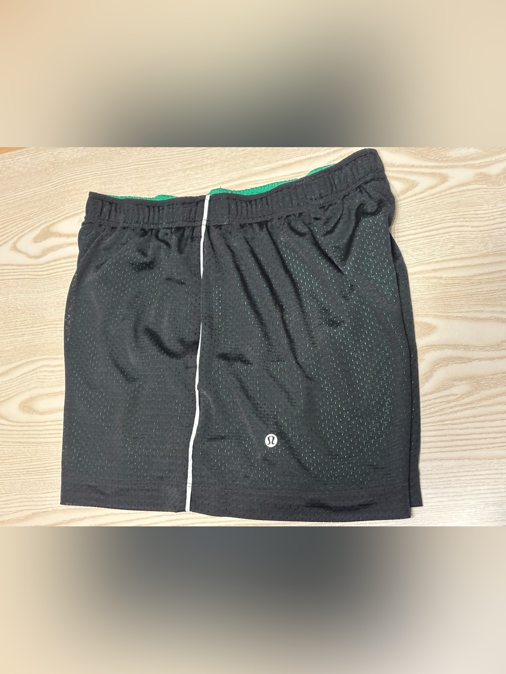 lululemon athletica Men's Black Athletic Mesh Shorts with White Trim